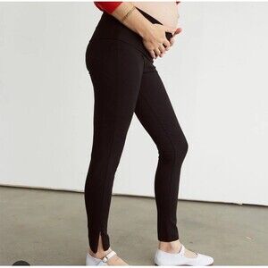 Storq Size 5 (XL)  Maternity Leggings Pants Stretch Soft Black Side Zip Ankle